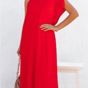 VICI one shoulder ruffle maxi dress